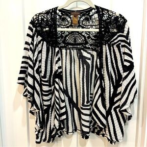 Multiples Black And White Open Front Drape‎ Cardigan Women’s Size Small
